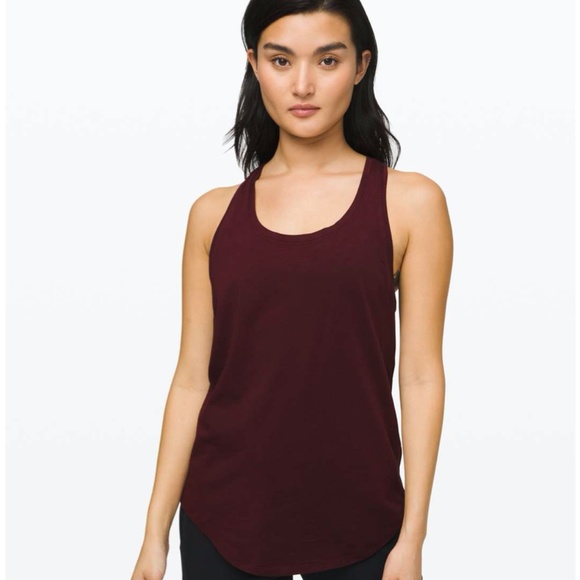 Lululemon Love Tank Pleated Racerback Pima Cotton Garnet Size 6 - Picture 1 of 12